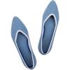 Frank Mully Womens Flat Shoes Classic Pointed Toe Flats Knitted Dress Shoes Soft Flats for Woman Comfortable Dressy(Blue)