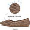 Frank Mully Womens Flat Shoes Classic Pointed Toe Flats Knitted Dress Shoes Soft Flats for Woman Comfortable Dressy(Brown Mesh)