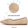 Frank Mully Womens Flat Shoes Classic Pointed Toe Flats Knitted Dress Shoes Soft Flats for Woman Comfortable Dressy(Ecru Mesh)