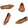 Frank Mully Womens Flat Shoes Classic Pointed Toe Flats Knitted Dress Shoes Soft Flats for Woman Comfortable Dressy(Fawn)