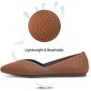 Frank Mully Womens Flat Shoes Classic Pointed Toe Flats Knitted Dress Shoes Soft Flats for Woman Comfortable Dressy(Fawn&grey)
