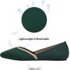 Frank Mully Womens Flat Shoes Classic Pointed Toe Flats Knitted Dress Shoes Soft Flats for Woman Comfortable Dressy(Green&camel)