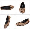 Frank Mully Womens Flat Shoes Classic Pointed Toe Flats Knitted Dress Shoes Soft Flats for Woman Comfortable Dressy(Leopard)