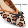 Frank Mully Womens Flat Shoes Classic Pointed Toe Flats Knitted Dress Shoes Soft Flats for Woman Comfortable Dressy(Leopard With Bowknot)