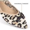 Frank Mully Womens Flat Shoes Classic Pointed Toe Flats Knitted Dress Shoes Soft Flats for Woman Comfortable Dressy(Leopard&bowknot)