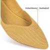 Frank Mully Womens Flat Shoes Classic Pointed Toe Flats Knitted Dress Shoes Soft Flats for Woman Comfortable Dressy(Light Yellow)