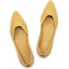 Frank Mully Womens Flat Shoes Classic Pointed Toe Flats Knitted Dress Shoes Soft Flats for Woman Comfortable Dressy(Light Yellow)