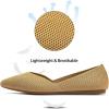 Frank Mully Womens Flat Shoes Classic Pointed Toe Flats Knitted Dress Shoes Soft Flats for Woman Comfortable Dressy(Light Yellow)