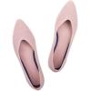 Frank Mully Womens Flat Shoes Classic Pointed Toe Flats Knitted Dress Shoes Soft Flats for Woman Comfortable Dressy(Pink)