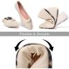 Frank Mully Womens Flat Shoes Classic Pointed Toe Flats Knitted Dress Shoes Soft Flats for Woman Comfortable Dressy(White)