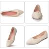 Frank Mully Womens Flat Shoes Classic Pointed Toe Flats Knitted Dress Shoes Soft Flats for Woman Comfortable Dressy(White)