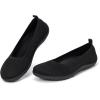 Frank Mully Womens Flat Shoes Wide Toe Box Knitted Flats Comfort Wide Width Walking Flats(Black)