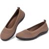 Frank Mully Womens Flat Shoes Wide Toe Box Knitted Flats Comfort Wide Width Walking Flats(Brown)