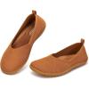 Frank Mully Womens Flat Shoes Wide Toe Box Knitted Flats Comfort Wide Width Walking Flats(Fawn)