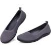 Frank Mully Womens Flat Shoes Wide Toe Box Knitted Flats Comfort Wide Width Walking Flats(Grey)