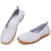 Frank Mully Womens Flat Shoes Wide Toe Box Knitted Flats Comfort Wide Width Walking Flats(Light Grey)