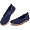 Frank Mully Womens Flat Shoes Wide Toe Box Knitted Flats Comfort Wide Width Walking Flats(Navy)