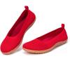Frank Mully Womens Flat Shoes Wide Toe Box Knitted Flats Comfort Wide Width Walking Flats(Red)