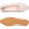 Frank Mully Womens Flat Square Toe Shoes Knitted Work Flat Comfort Dressy Flat Shoes for Daily Lightweight Comfort(Beige/Mesh)