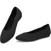 Frank Mully Womens Flat Square Toe Shoes Knitted Work Flat Comfort Dressy Flat Shoes for Daily Lightweight Comfort(Black)