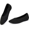 Frank Mully Womens Flat Square Toe Shoes Knitted Work Flat Comfort Dressy Flat Shoes for Daily Lightweight Comfort(Black/Mesh)