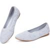 Frank Mully Womens Flat Square Toe Shoes Knitted Work Flat Comfort Dressy Flat Shoes for Daily Lightweight Comfort(Grey/Mesh)