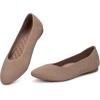 Frank Mully Womens Flat Square Toe Shoes Knitted Work Flat Comfort Dressy Flat Shoes for Daily Lightweight Comfort(Nude)