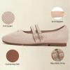 Frank Mully Women’s Flats Square Toe Mary Jane Shoes Ballet Flats with Strap Comfortable Slip On Knit Shoes Dressy Casual(Beige)