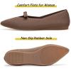 Frank Mully Women’s Flats with Bow Slip on Ballet Shoes Soft Fabric Ballerina Dressy Flats for Women(Brown)