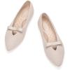 Frank Mully Women’s Flats with Bow Slip on Ballet Shoes Soft Fabric Ballerina Dressy Flats for Women(Ecru)