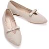 Frank Mully Women’s Flats with Bow Slip on Ballet Shoes Soft Fabric Ballerina Dressy Flats for Women(Ecru)