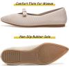 Frank Mully Women’s Flats with Bow Slip on Ballet Shoes Soft Fabric Ballerina Dressy Flats for Women(Ecru)