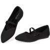 Frank Mully Womens Flats with Straps Pointed Toe Flat Shoes Low Wedge Heel Comfortable Arch Support Flats for Women(Black)