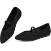 Frank Mully Womens Flats with Straps Pointed Toe Flat Shoes Low Wedge Heel Comfortable Arch Support Flats for Women(Black Mesh)