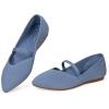 Frank Mully Womens Flats with Straps Pointed Toe Flat Shoes Low Wedge Heel Comfortable Arch Support Flats for Women(Blue)