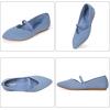 Frank Mully Womens Flats with Straps Pointed Toe Flat Shoes Low Wedge Heel Comfortable Arch Support Flats for Women(Blue)