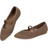 Frank Mully Womens Flats with Straps Pointed Toe Flat Shoes Low Wedge Heel Comfortable Arch Support Flats for Women(Brown Mesh)