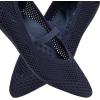 Frank Mully Womens Flats with Straps Pointed Toe Flat Shoes Low Wedge Heel Comfortable Arch Support Flats for Women(Navy Mesh)