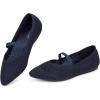 Frank Mully Womens Flats with Straps Pointed Toe Flat Shoes Low Wedge Heel Comfortable Arch Support Flats for Women(Navy Mesh)