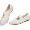 Frank Mully Womens Knit Flats Pointed-Toe Shoes with Elastic Straps Ballerina Flat Shoes for Women Dressy(6089beige)