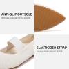 Frank Mully Womens Knit Flats Pointed-Toe Shoes with Elastic Straps Ballerina Flat Shoes for Women Dressy(6089beige)
