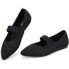 Frank Mully Womens Knit Flats Pointed-Toe Shoes with Elastic Straps Ballerina Flat Shoes for Women Dressy(6089black)