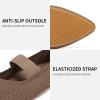 Frank Mully Womens Knit Flats Pointed-Toe Shoes with Elastic Straps Ballerina Flat Shoes for Women Dressy(6089brown)
