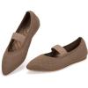 Frank Mully Womens Knit Flats Pointed-Toe Shoes with Elastic Straps Ballerina Flat Shoes for Women Dressy(6089brown)