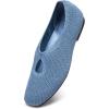 Frank Mully Women’s Knit Flats Teardrop Upper Square-Toe Style Shoes Lightweight Flats for Women Comfortable Slip on Flats for Work Wedding Office(Lightblue)