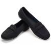Frank Mully Women’s Loafer Flats Square Toe Comfortable Office Work Shoes, Cute Penny Loafer Slip On Walking Driving Shoes(6046black)