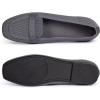 Frank Mully Women’s Loafer Flats Square Toe Comfortable Office Work Shoes, Cute Penny Loafer Slip On Walking Driving Shoes(6046grey)