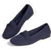 Frank Mully Women’s Loafer Flats Square Toe Comfortable Office Work Shoes, Cute Penny Loafer Slip On Walking Driving Shoes(6046navy)