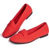 Frank Mully Women’s Loafer Flats Square Toe Comfortable Office Work Shoes, Cute Penny Loafer Slip On Walking Driving Shoes(6046red)