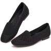 Frank Mully Women’s Loafer Flats Square Toe Comfortable Office Work Shoes, Cute Penny Loafer Slip On Walking Driving Shoes(Black Mesh)